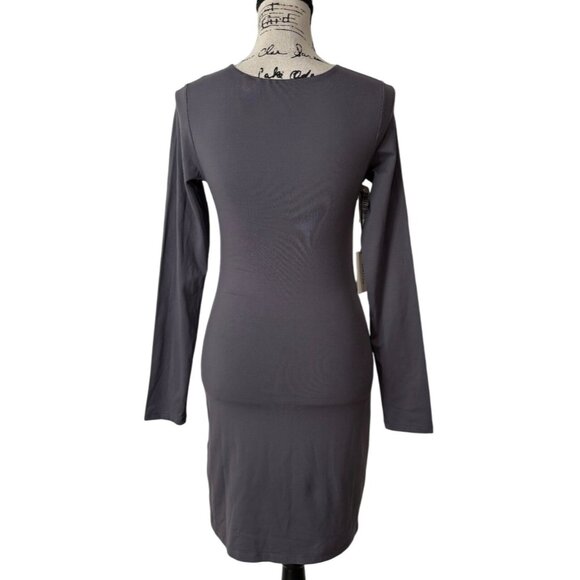 Babaton Contour Crew Dress Long Sleeve Gray Charcoal Stretch Womens Size M NEW - Picture 4 of 9